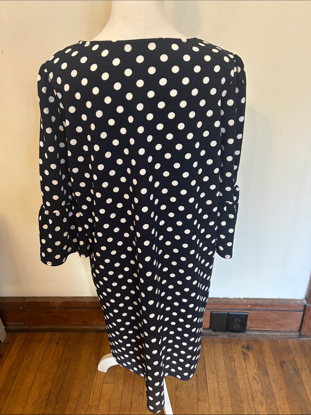 Green Envelope Navy White Polka Dot Shift Dress Size 1X EUC - Picture 4 of 6